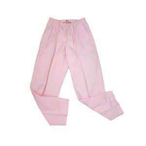 Vintage 80s Elastic Waist Pants Womens Size M Pink Cotton Straight Leg Coastal